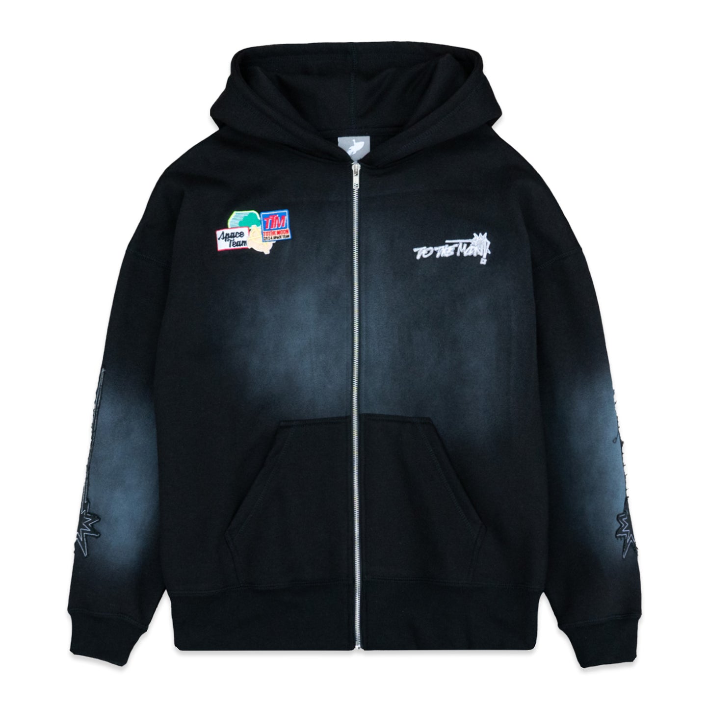 BLACK SUN-FADED ZIPUP HOODIE
