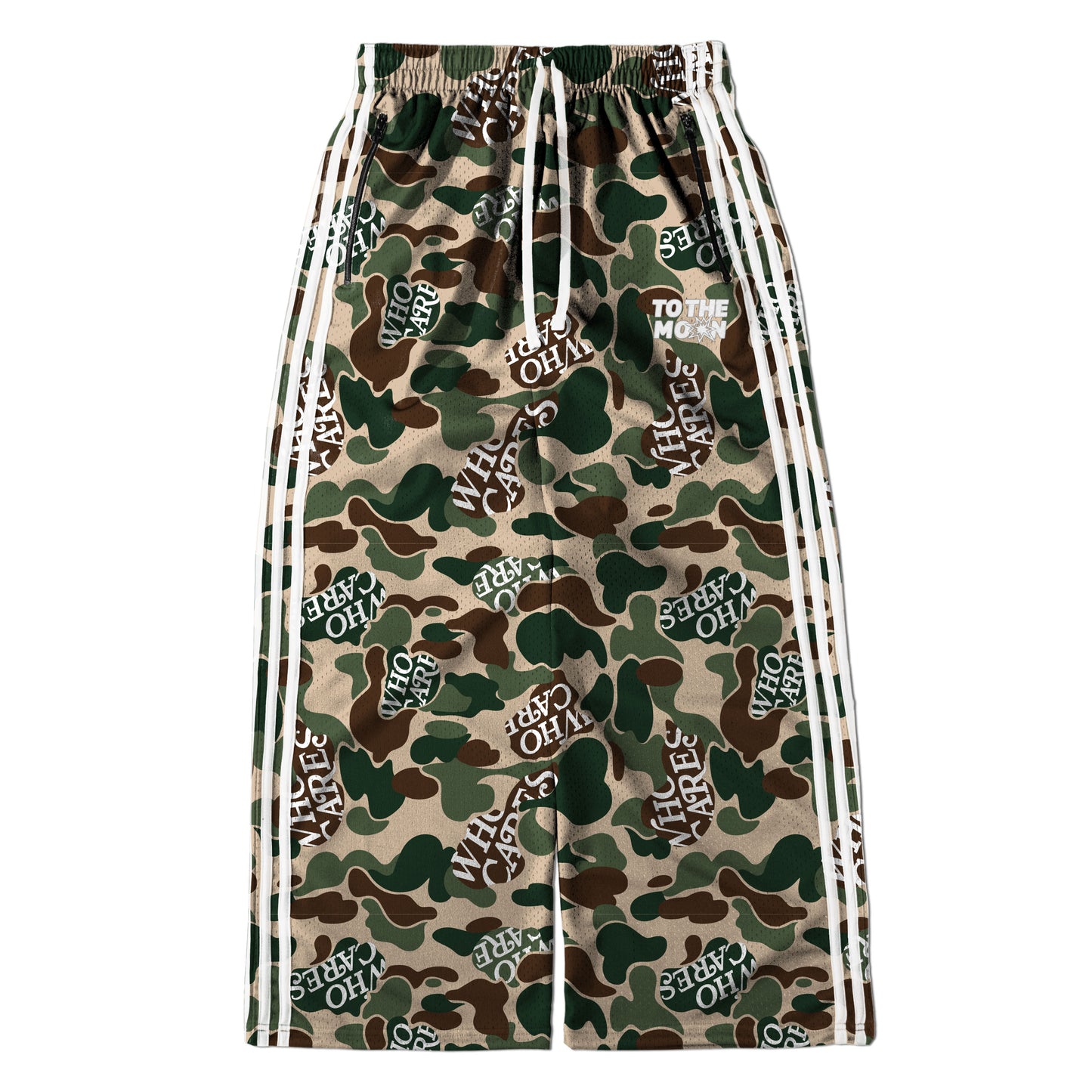 WCxTTM GREEN CAMO WIDE LEG TRACK PANTS