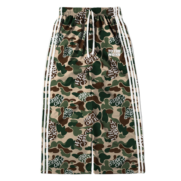 WCxTTM GREEN CAMO WIDE LEG TRACK PANTS