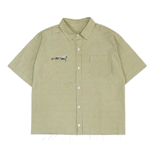 TO THE MOON FRAYED BUTTON UP - GINGER