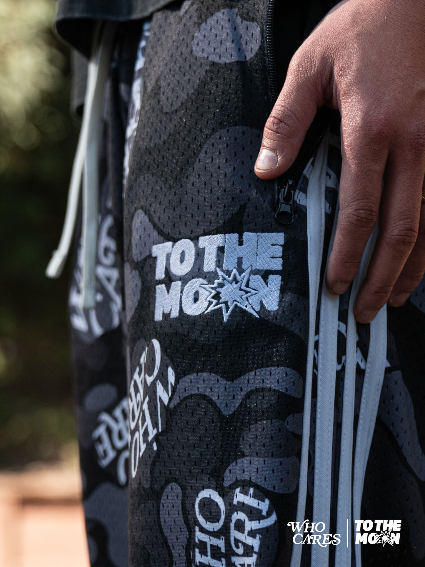 WCxTTM BLACK CAMO WIDE LEG TRACK PANTS