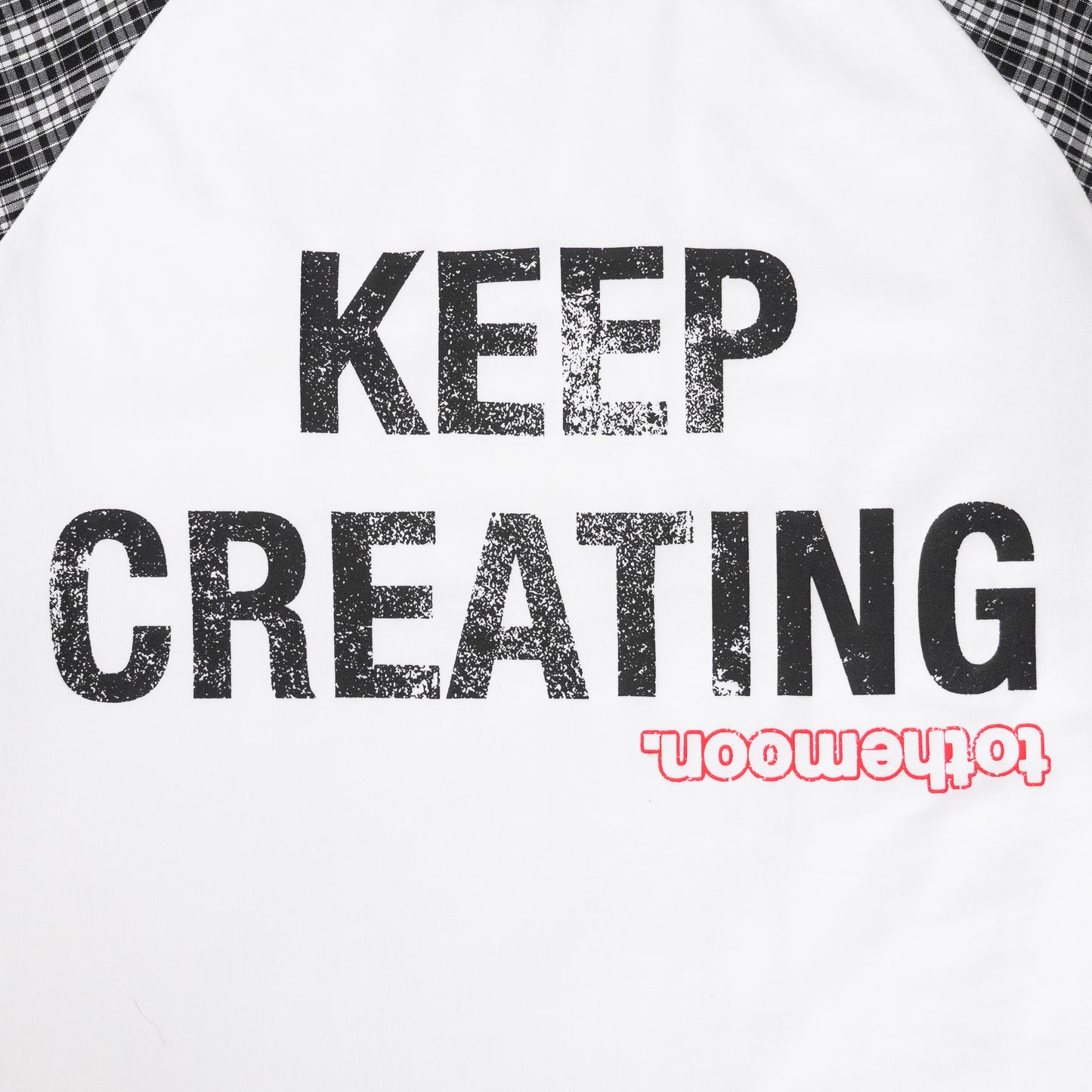 RAGLAN PLAID BOXY CROPPED TEE