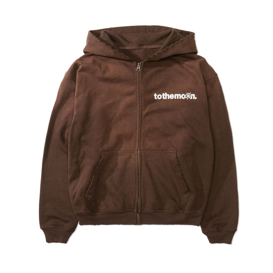 MOCHA POTASSIUM FADED ZIP HOODIE