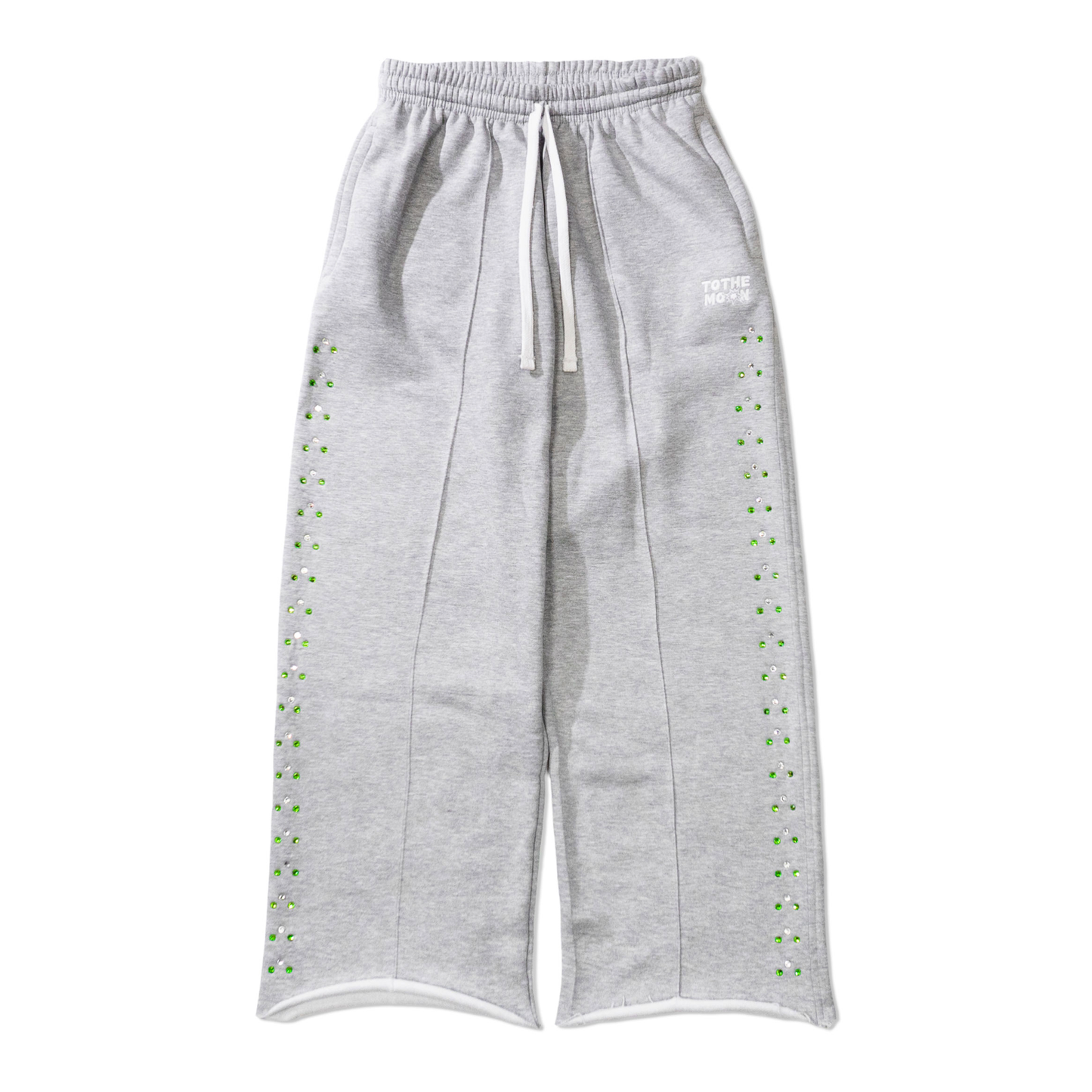 GREY WIDE LEG CRYSTAL SWEATS