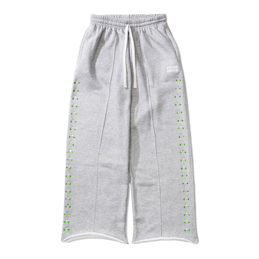 GREY WIDE LEG CRYSTAL SWEATS