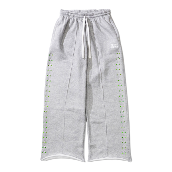 GREY WIDE LEG CRYSTAL SWEATS