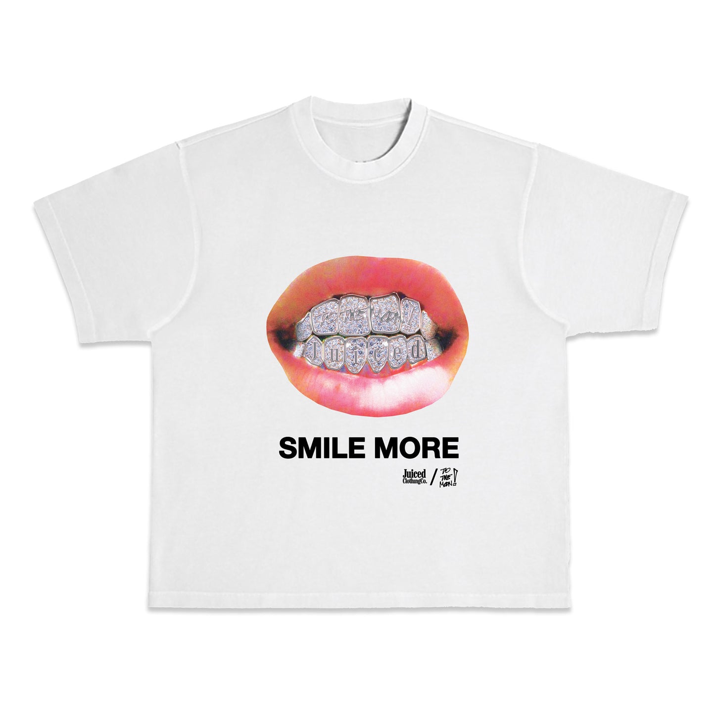 JUICED x TO THE MOON "SMILE MORE" TEE - STONE GREY