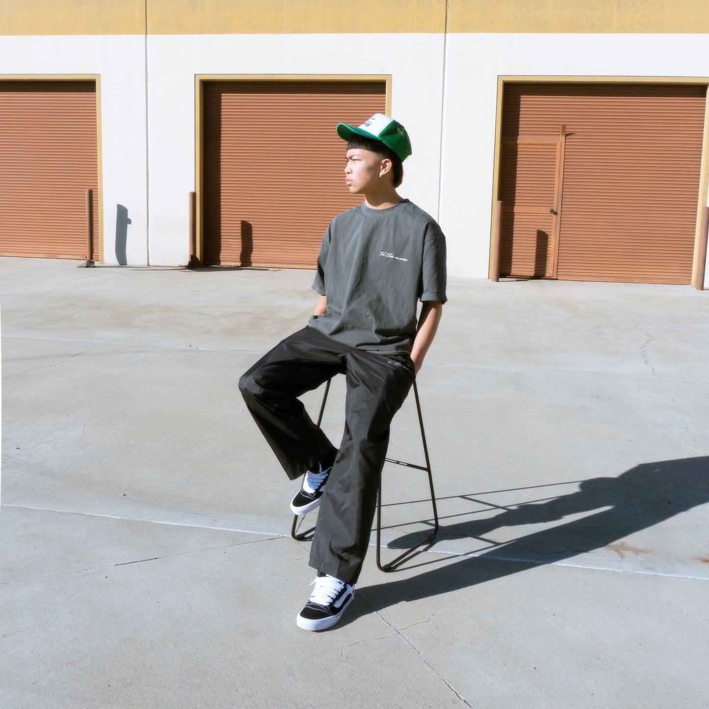 TO THE MOON "SCRIPT" NYLON STRAIGHT LEG TRACK PANTS