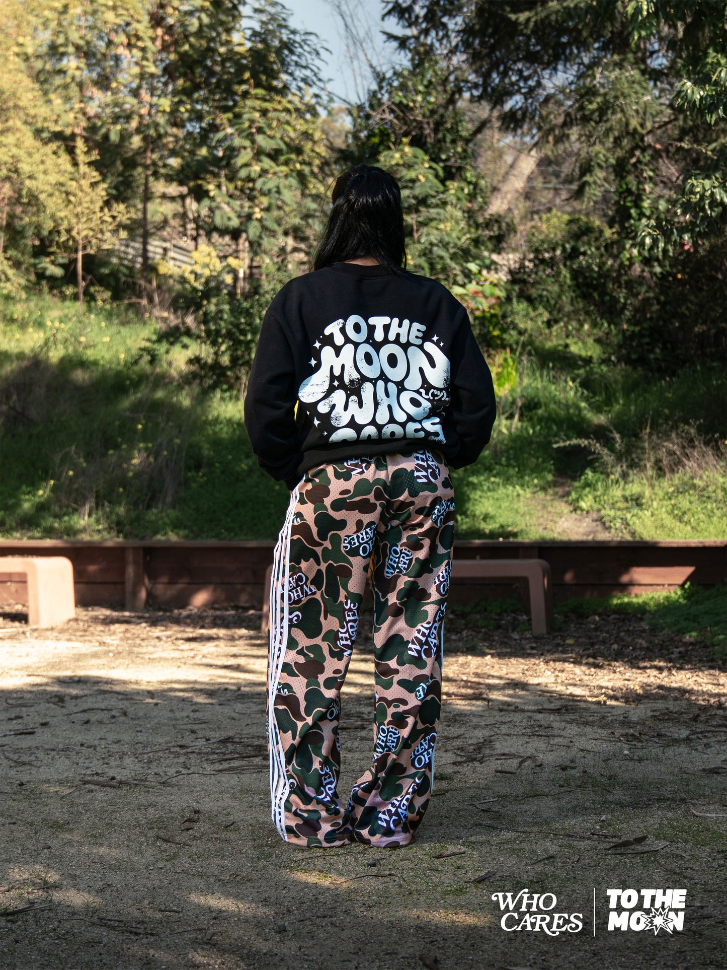 WCxTTM GREEN CAMO WIDE LEG TRACK PANTS