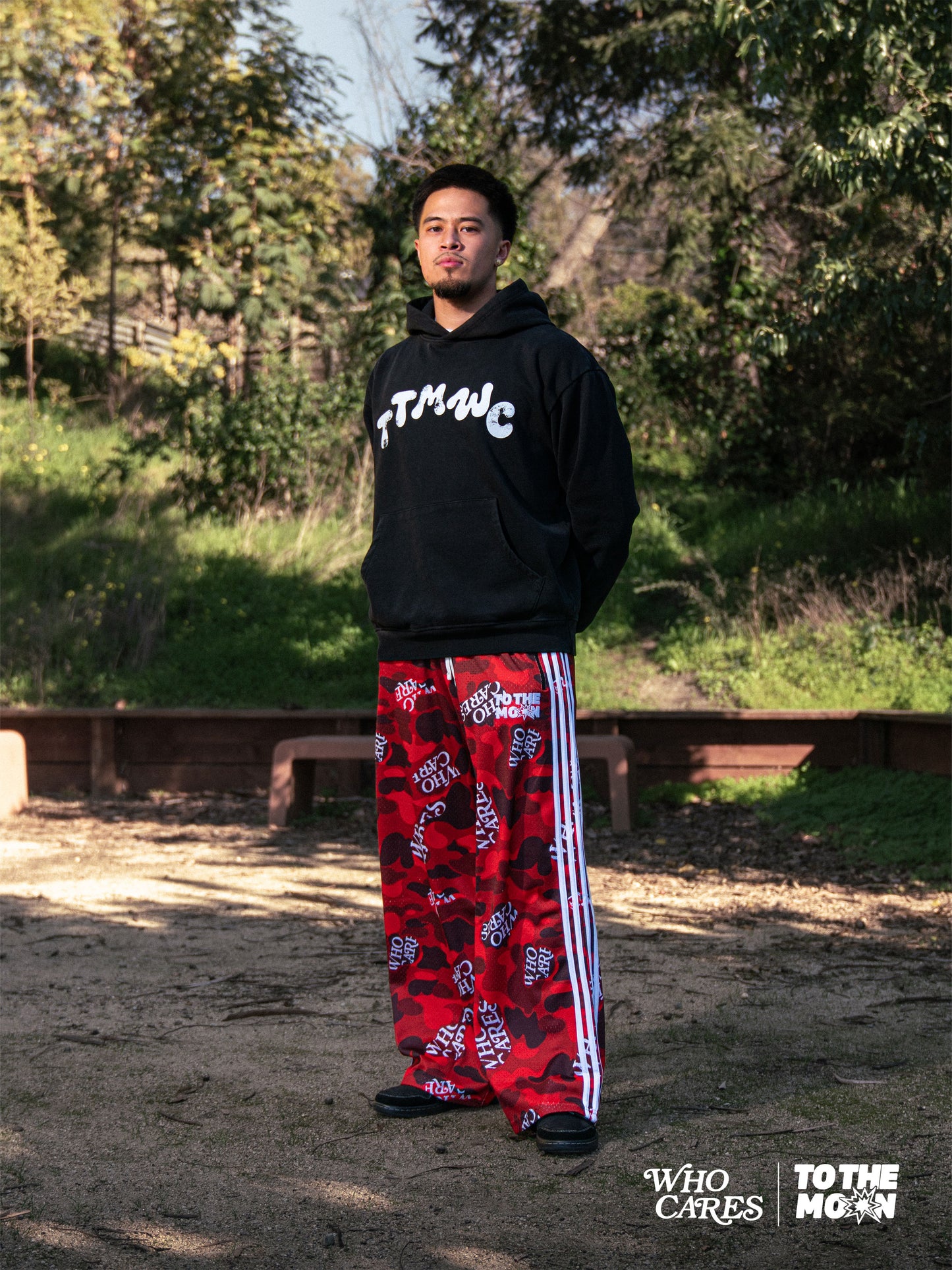 WCxTTM RED CAMO WIDE LEG TRACK PANTS