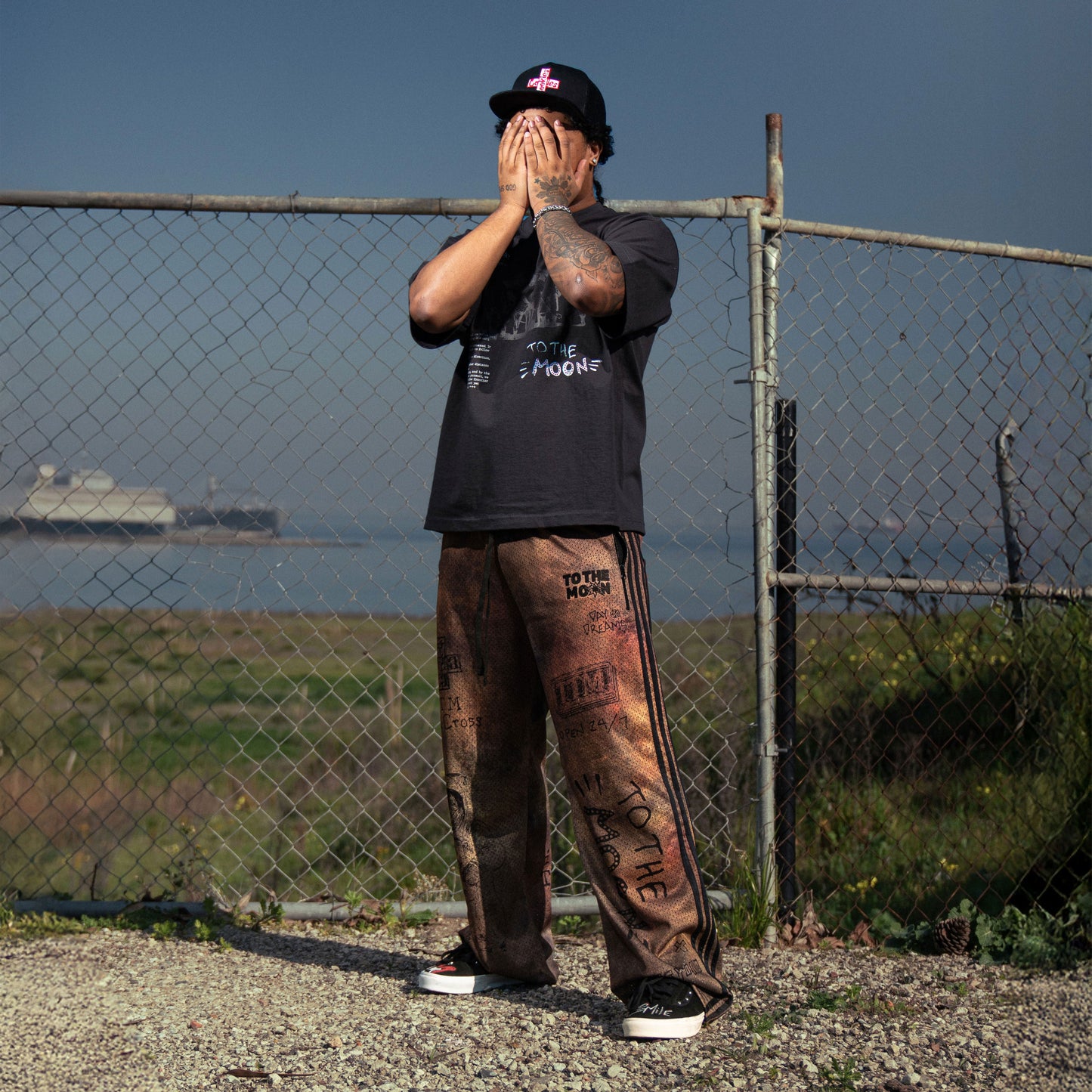 "GRAFFITI" WIDE LEG TRACK PANTS