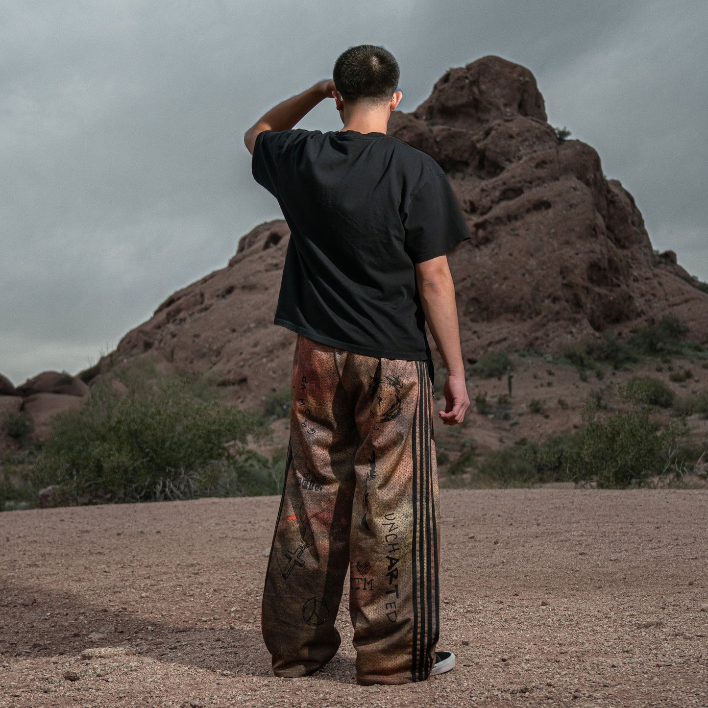 "GRAFFITI" WIDE LEG TRACK PANTS