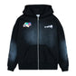 TO THE MOON "SPACE TEAM" SUN-FADED ZIPUP HOODIE - BLACK