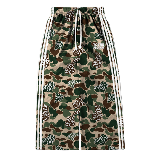 WCxTTM GREEN CAMO WIDE LEG TRACK PANTS