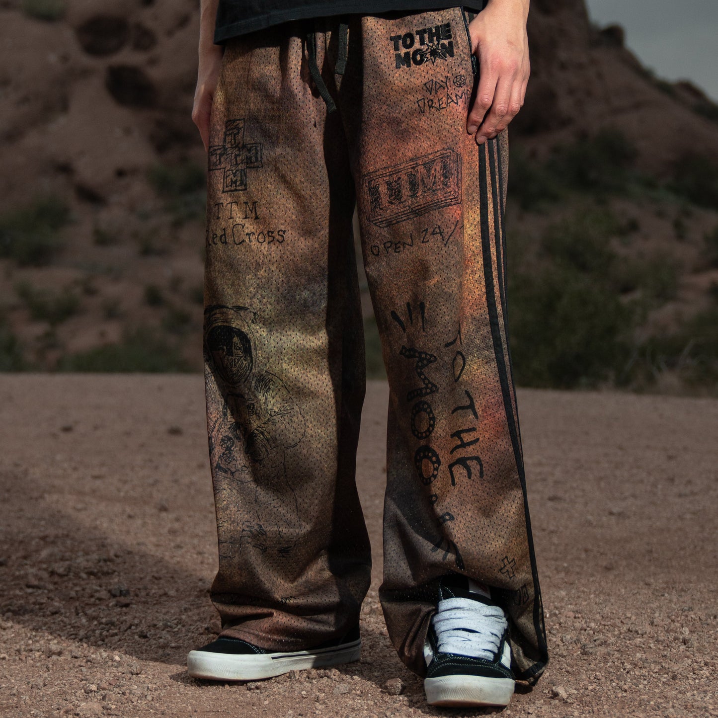 "GRAFFITI" WIDE LEG TRACK PANTS