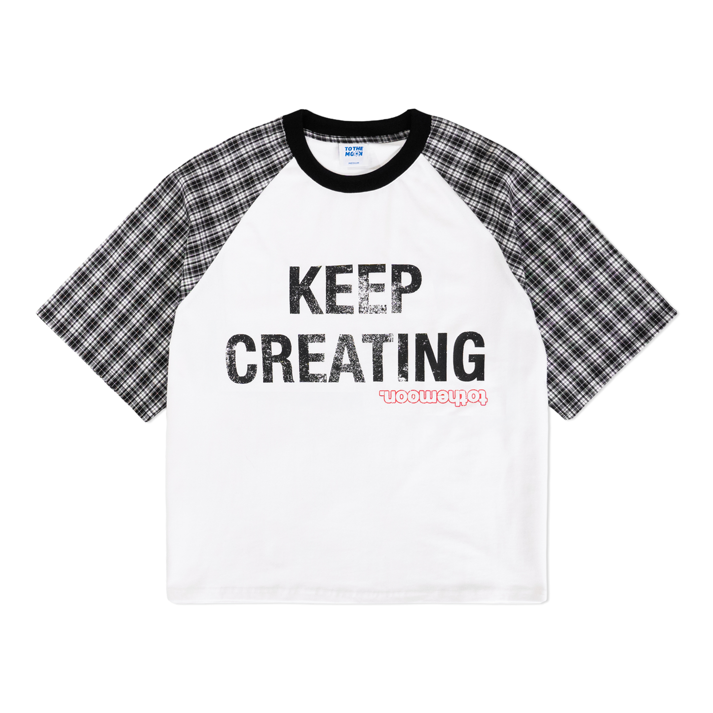 RAGLAN PLAID BOXY CROPPED TEE