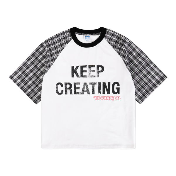 RAGLAN PLAID BOXY CROPPED TEE