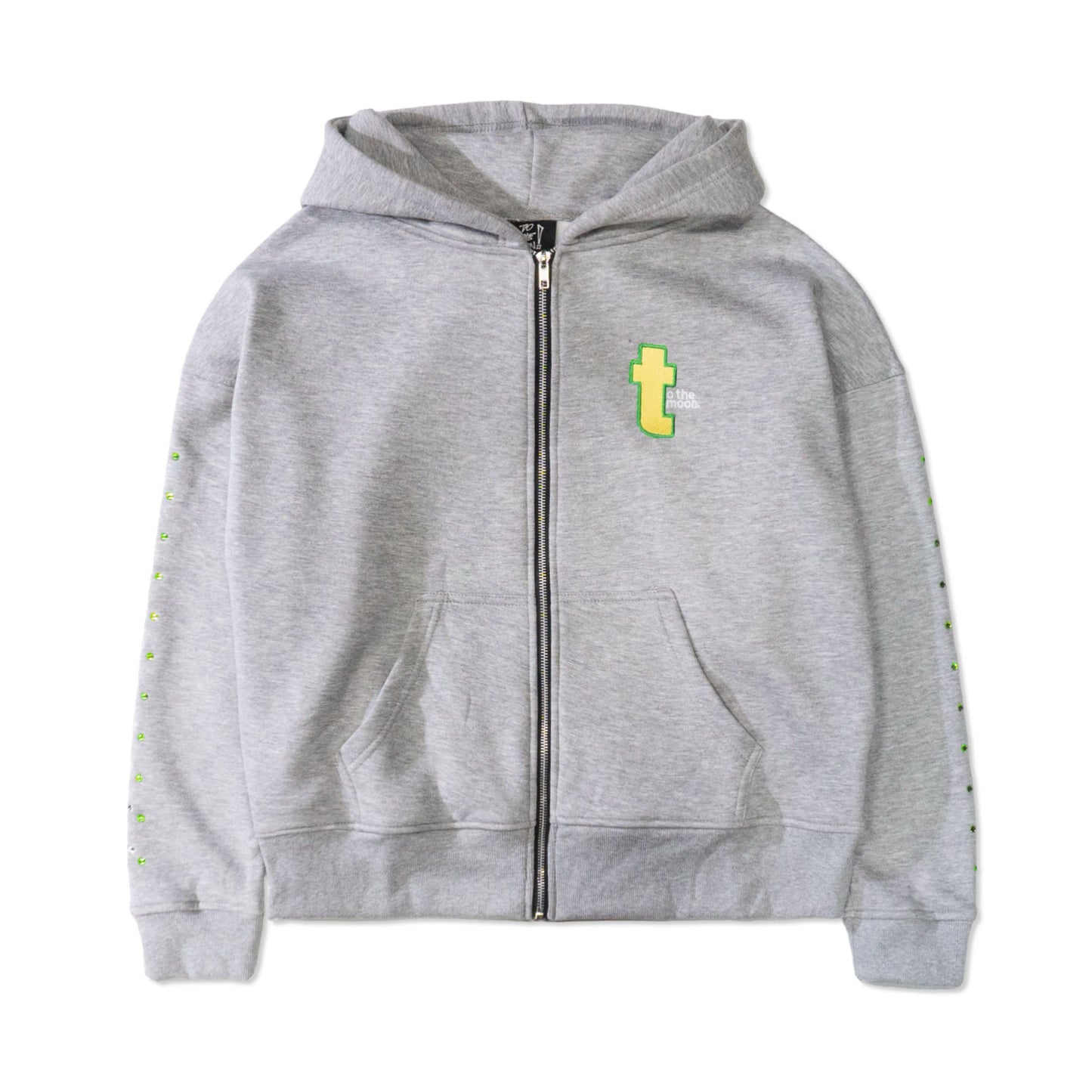 GREY CRYSTAL ZIP UP
