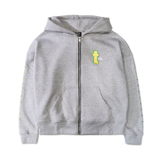 GREY CRYSTAL ZIP UP