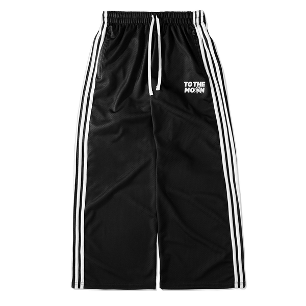 BLACK WIDE LEG TRACK PANTS