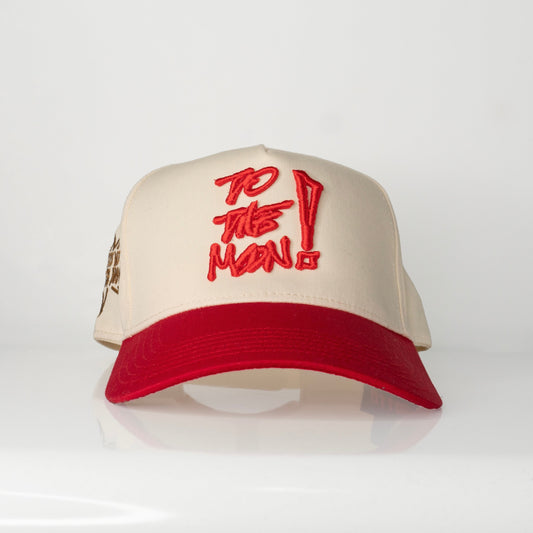 TO THE MOON - 'SCRIPT' SNAPBACK - CREAM/RED